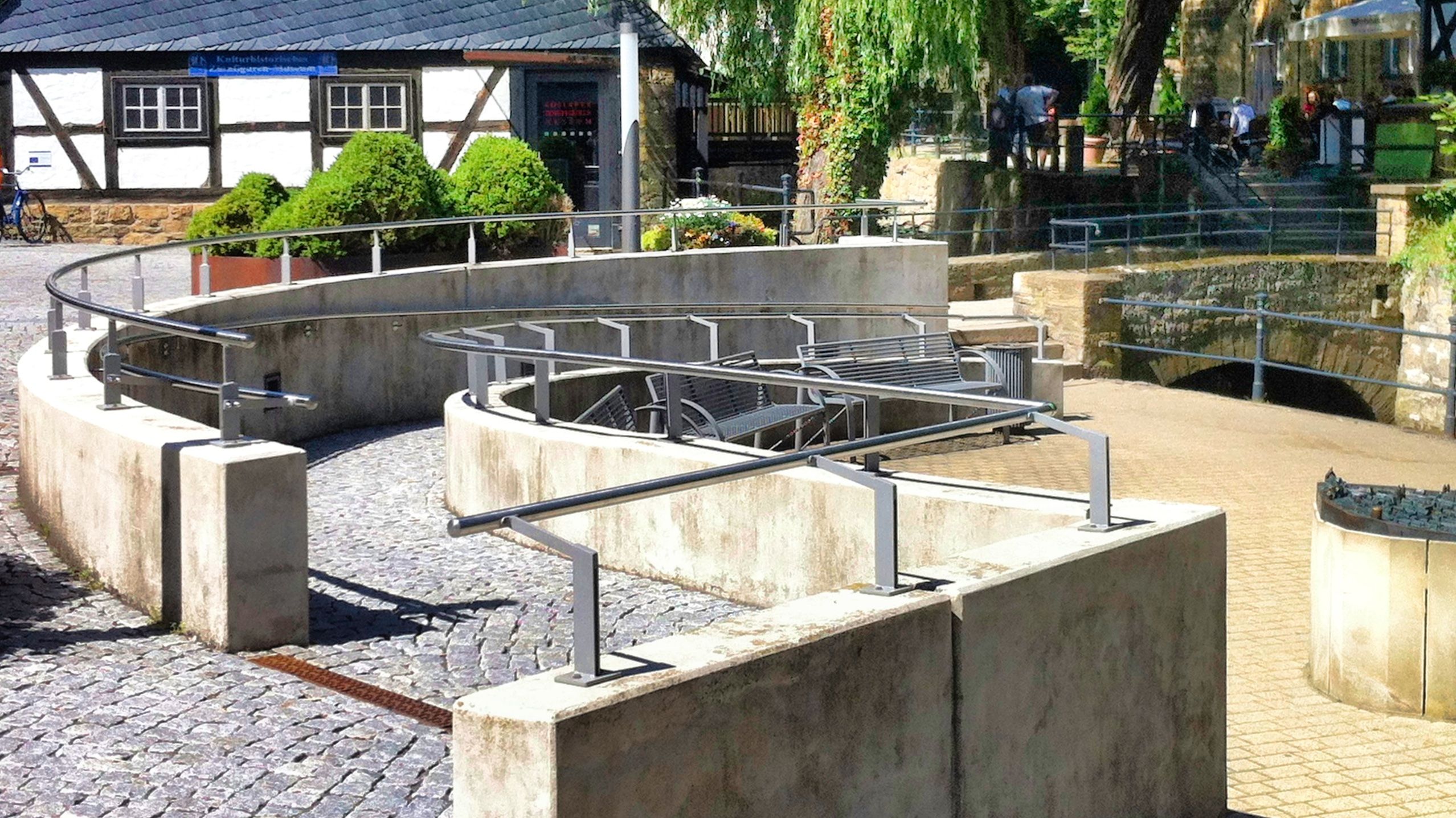 Environment in Goslar, Germany. Cultural heritage, cobble stones, and a beautiful curved ramp.